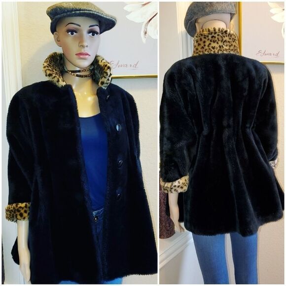 Vintage  Rick & Elly black fur coat - Picture 1 of 11
